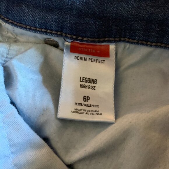 Express Med Wash Legging High Rise Stretch Plus Blue Denim Perfect 6P Short Pet - Picture 7 of 10